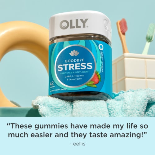 OLLY Goodbye Stress Berry Flavor Gummy Supplement GABA and L-Theanine Perspective: top
