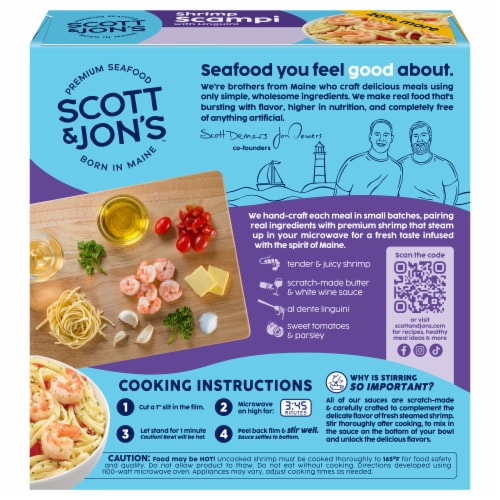 Scott & Jon's Shrimp Scampi with Linguini Frozen Meal Perspective: top
