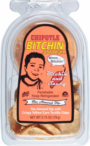 Bitchin' Snacks® Almond Dip with Crispy Yellow Corn Tortilla Chips 2.75 oz Perspective: top