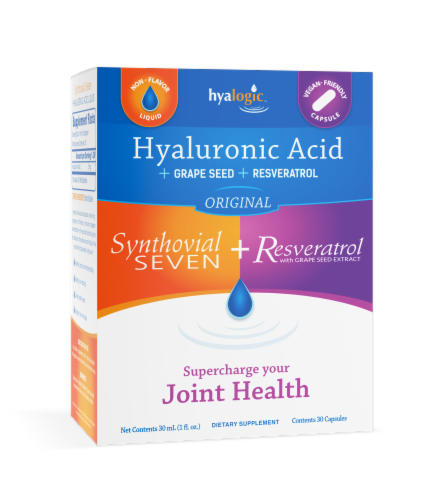 Synthovial Seven Liquid HA + 30 caps of Resveratrol & Grape Seed Extract Perspective: top
