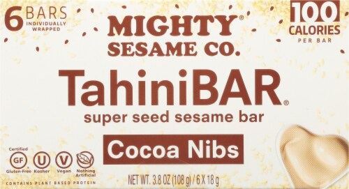 Mighty Sesame Co Cocoa Nibs Tahini Bars Perspective: top