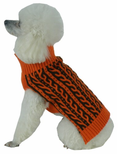 Pet Life Harmonious Dual Color Orange & Brown Weaved Heavy Cable Knitted Dog Sweater Pet Life Harmonious Dual Color Orange & Brown Weaved Heavy Cable Knitted Dog Sweater