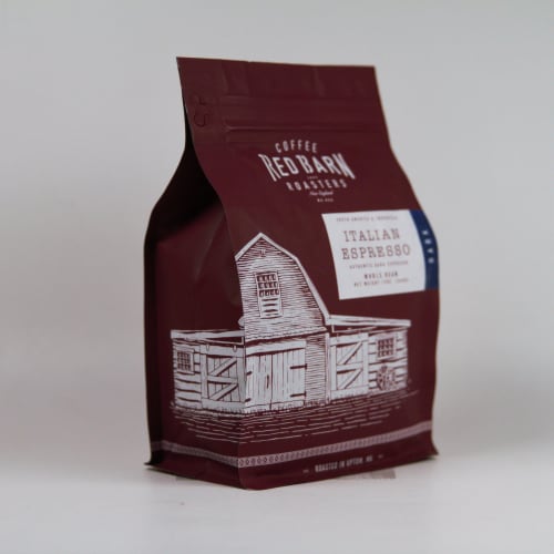 Red Barn Coffee Roasters 12oz Italian Espresso Whole Bean Coffee Perspective: top