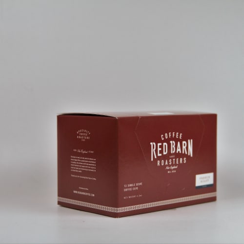 Red Barn Coffee Roasters 12ct. Single Serve French Roast Coffee Pods Perspective: top