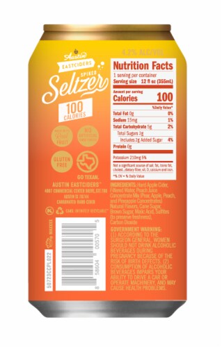 Austin Eastciders Peach Spiked Seltzer Perspective: top