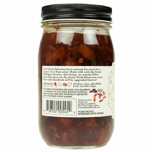 Brownwood Farms® Cherry Salsa Farm Fresh Sweet and Tart Fruit Salsa Perspective: top