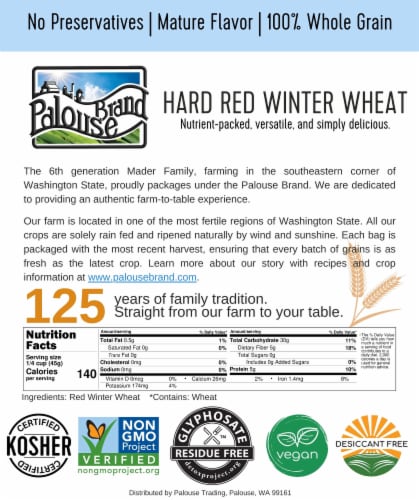 Palouse Brand Hard Red Winter Wheat, 5 LBS Burlap Bag Perspective: top