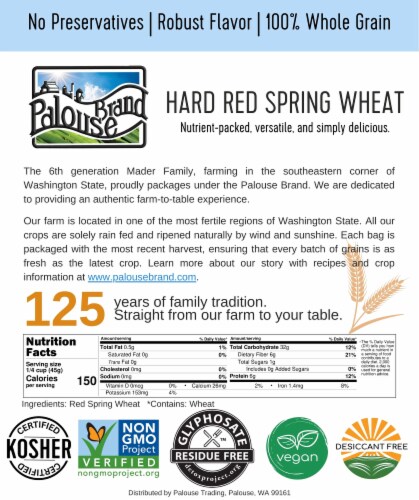 Palouse Brand Red Spring Wheat Berries Pack, 15 LBS ( 3 - 5 LB Burlap Bags) Perspective: top