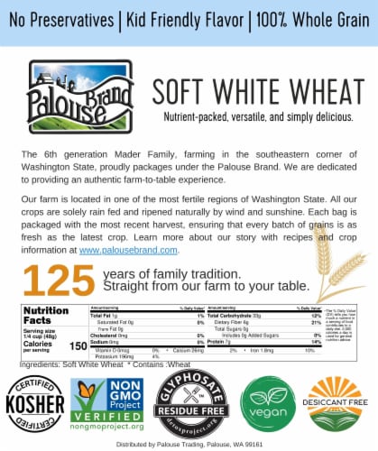 Palouse Brand Stone Ground Multi-Purpose Flour, 3 LB Re-Sealable Bag Perspective: top