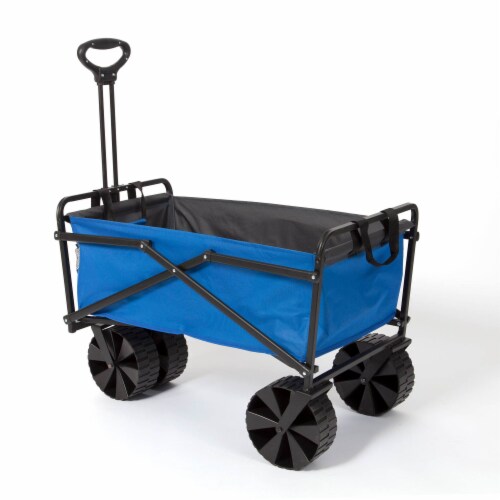 Seina Manual Steel Frame Folding Beach Wagon - Blue/Gray Perspective: top