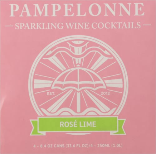 Pampelonne Rose Lime Sparkling Wine Cocktail 4 Cans Perspective: top