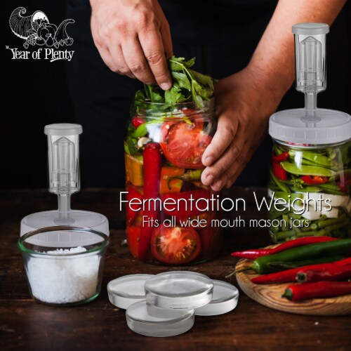 Year of Plenty Fermenting Weights | 0.91" Thick | 7.1oz | 4-Pack | for Wide Mouth Mason Jars Perspective: top