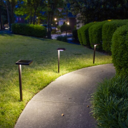 Contemporary Square Solar Path Light with 3 Ground Stake Mounting Options Perspective: top