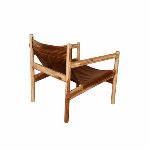 Genoa Leather Sling Accent Chair - Cognac Brown Perspective: top