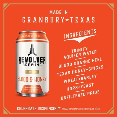Revolver Brewing Blood & Honey Ale Craft Beer Single Can Perspective: top
