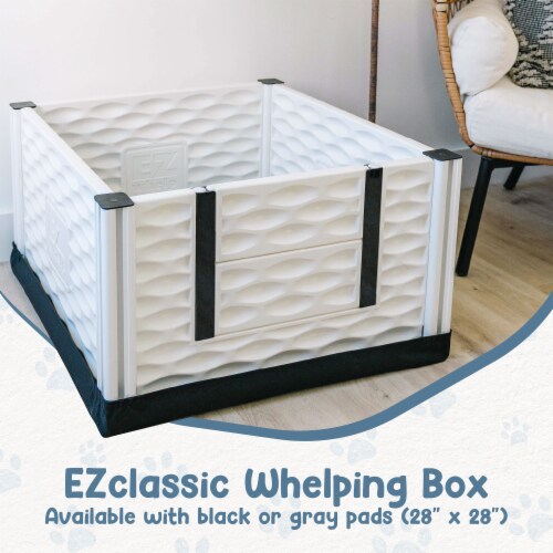 EZwhelp EZclassic 28 x 28 Puppy Dog Whelping Box Playpen w/Rails & Liner, Gray Perspective: top