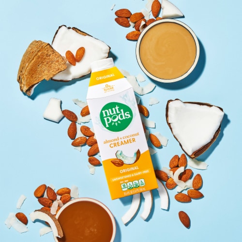 nutpods® Unsweetened Non Dairy Original made with Almonds and Coconuts Coffee Creamer Perspective: top