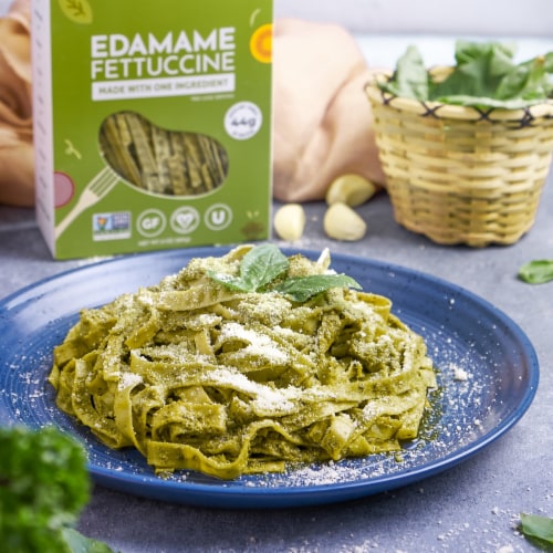 Organic Edamame Fettuccine Pasta, Healthy Gluten Free Vegan Protein Noodles, 8 oz (6 Pack) Perspective: top