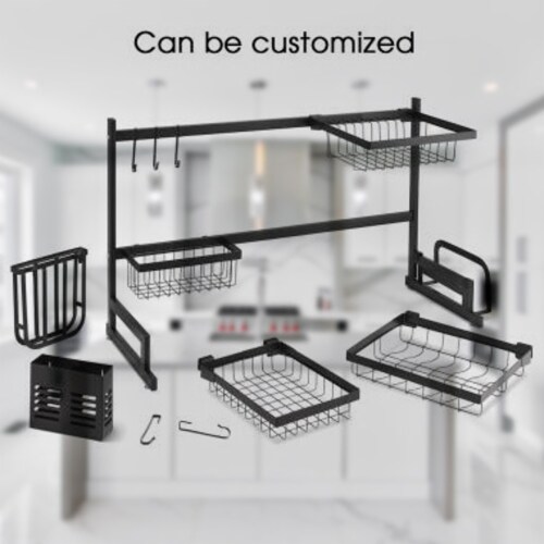 Extra Large Steel Over The Sink Dish Drying Rack Organizer Perspective: top