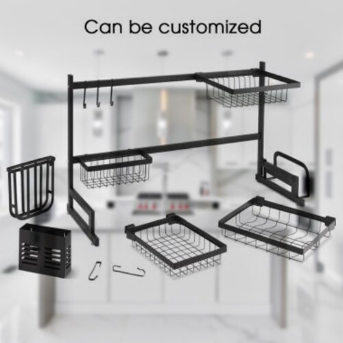 1pc Expandable Sink Shelf Storage Rack, Over Sink Drain Rack, Dish