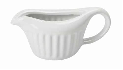 14 oz White Ceramic Electric Gravy Boat Warmer with Lid and Detachable Power Cord Perspective: top