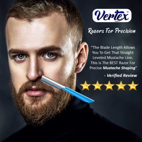 Beard Mustache Straight Edge Razor Mens Beards Shaping Tool Eyebrow Men Travel Mustaches 3Pc Perspective: top