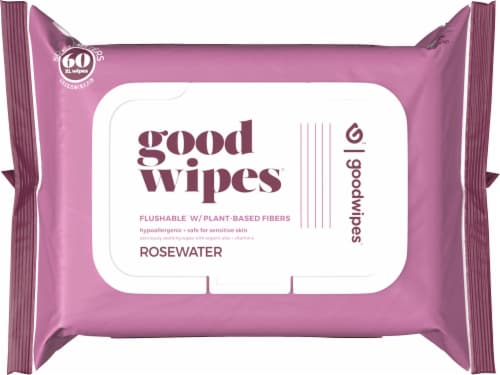 Goodwipes® Rosewater Hypoallergenic Flushable Wipes Perspective: top