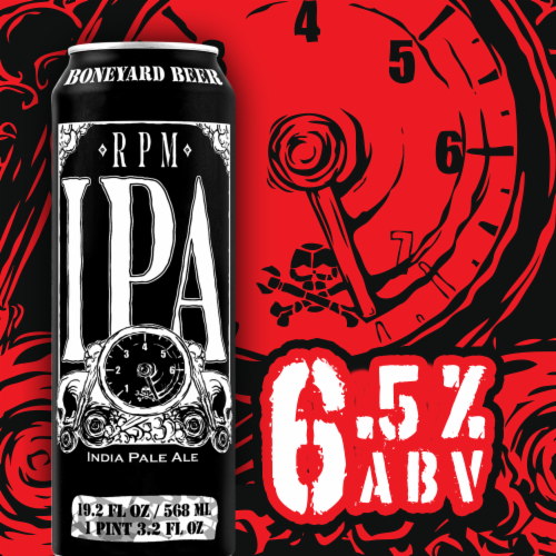 Boneyard RPM IPA Beer Single Can Perspective: top