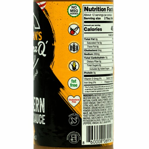 Morgan's Carolina Q Southern Mustard Sauce Bold & Tangy Perspective: top