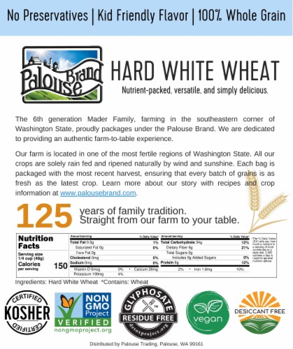 Palouse Brand Hard White Wheat Berries 25 lb Bucket, 400 oz