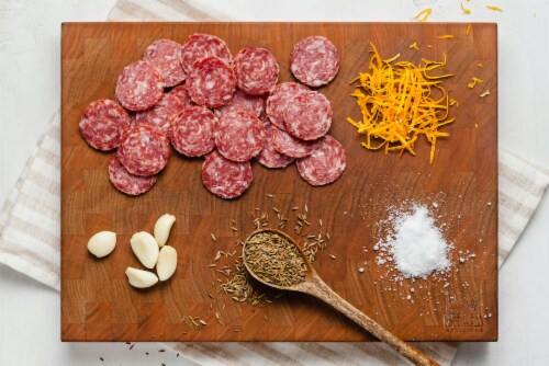 Driftless Provisions Loukanika Salami Perspective: top