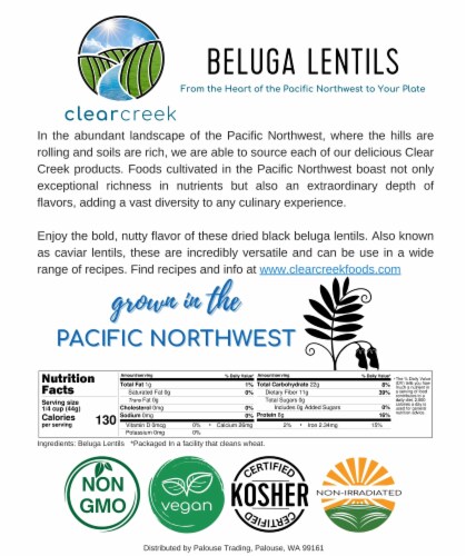 Clear Creek Beluga Lentils, 25LB Bucket for Long Term Food Storage Perspective: top