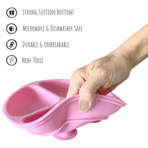 Silicone Suction Plates - Pink, Mint, Lavender Perspective: top