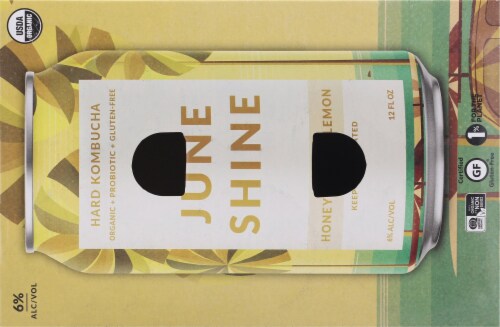 JuneShine Honey Ginger Lemon Hard Kombucha Perspective: top