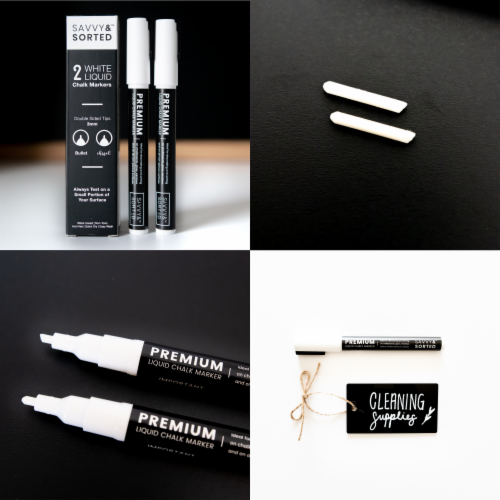 Erasable Liquid Chalk Markers White 2PK | Fine Tip Chalk Marker for Chalkboard Perspective: top