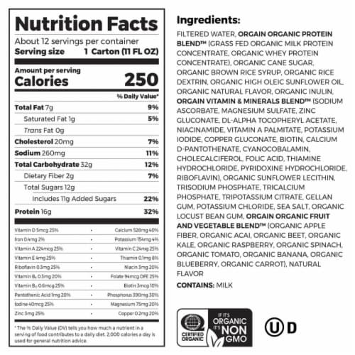 Orgain® Organic Nutrition Sweet Vanilla Bean Flavor Nutritional Shakes Perspective: top