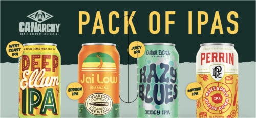 CANarchy Pack of IPAs Craft Beer Variety Pack Perspective: top