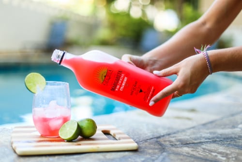 Rancho La Gloria Strawberry Margarita Ready to Drink Cocktail Single Bottle Perspective: top