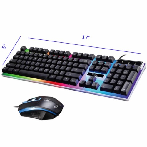 SANOXY USB Wired G21 104 Keys Full Size Keyboard Combo Mouse w/ Backlight LED Lights for Offi Perspective: top