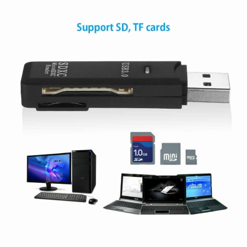 USB 3.0 2 in 1 HighSpeed Memory Card Reader Adapter for Micro SD SDXC TF T-Flash Perspective: top