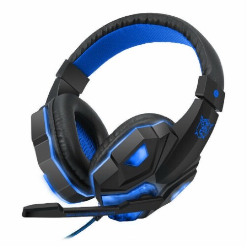 3.5mm Gaming Headset Mic LED Headphones Stereo Bass Surround For PC Xbox  One PS4 (black-blue), 1 - Kroger