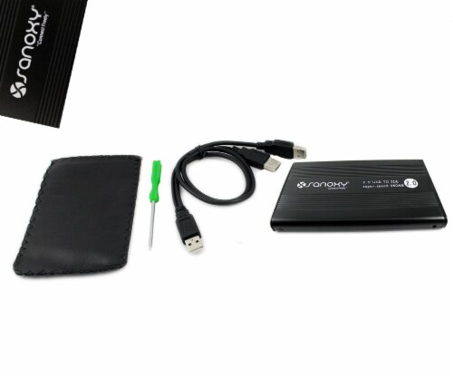 SANOXY USB 2.0 External 2.5-Inch IDE HDD Enclosure Case (BLACK) Perspective: top