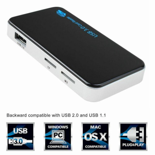 SANOXY USB 3.0 8-in-1 Compact Flash Multi Card Reader CF Adapter Micro SD MS XD 5Gbps Perspective: top