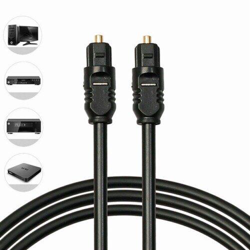 Gold TOSLink Fiber Optical Optic Digital Audio Cable SPDIF Sound Bar Cord (15 ft) (1.5 FT) Perspective: top