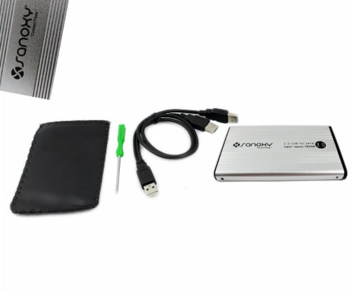 SANOXY USB External 2.5-Inch HDD SATA Enclosure Case (SILVER) Perspective: top