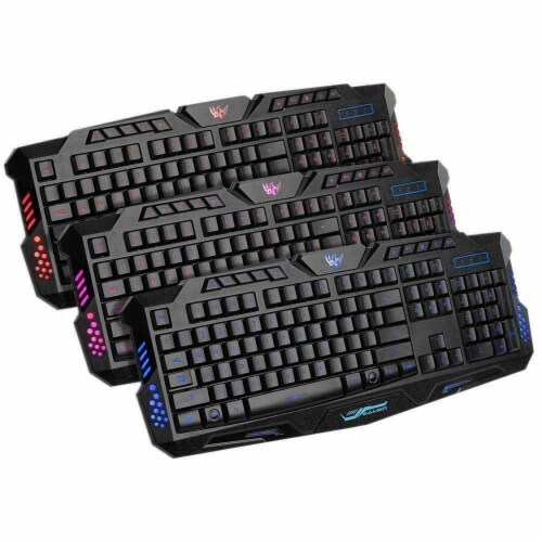 SANOXY 3 Colors Backlit Wired Gaming Keyboard With Backlight Perspective: top