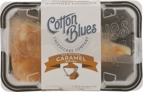 Cotton Blues Cheesecake Co. Sea-Salted Caramel Swirl Cheesecake Slice Perspective: top