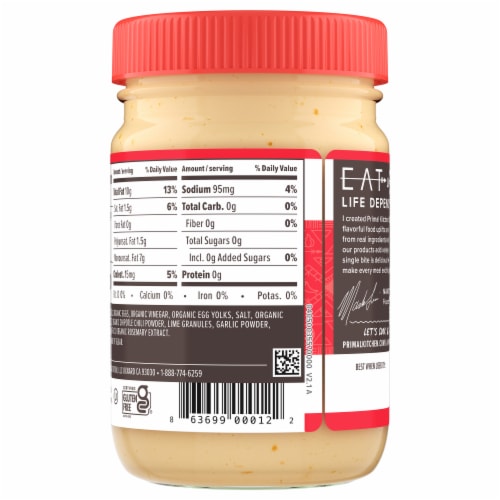 Primal Kitchen Chipotle Lime Mayo Made with Avocado Oil Perspective: top