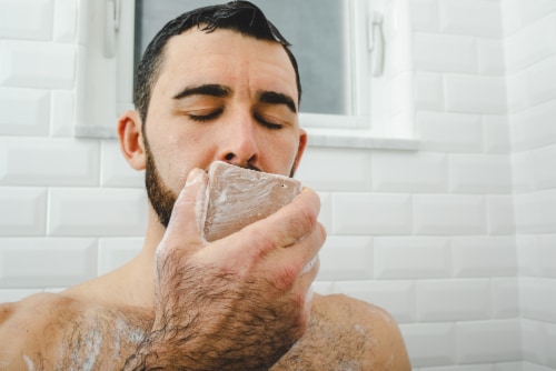 Dr. Squatch Bay Rum Natural Bar Soap Perspective: top