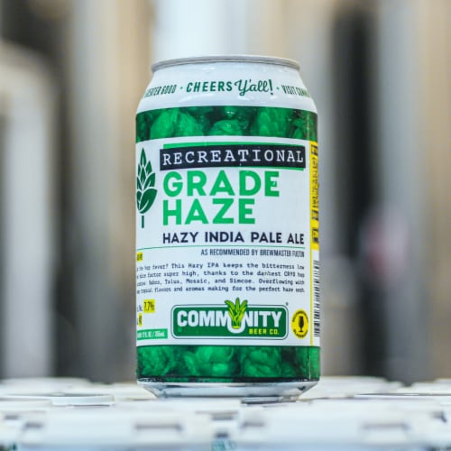 Community Beer Co. Recreational Grade Haze IPA Craft Beer Perspective: top
